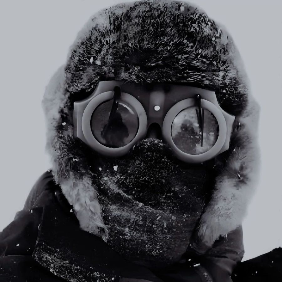 Face covered by goggles and a mask