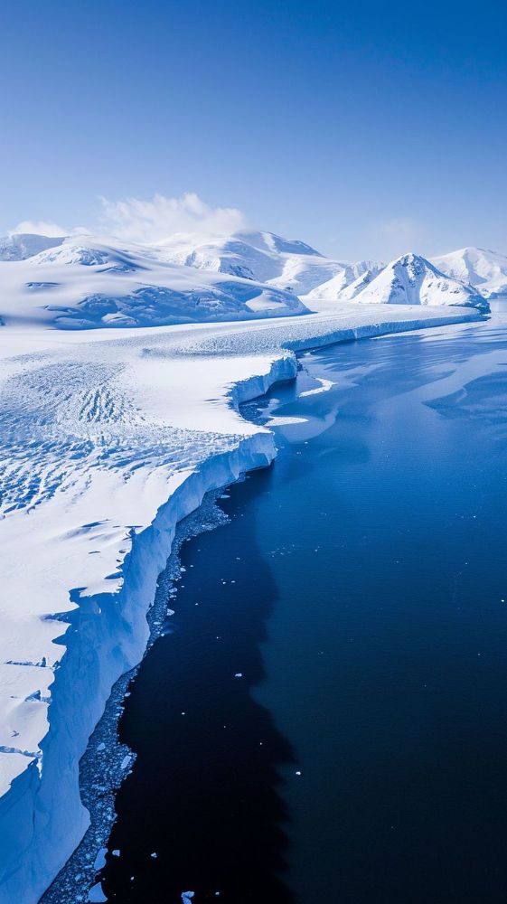 Glacier edge meeting dark water