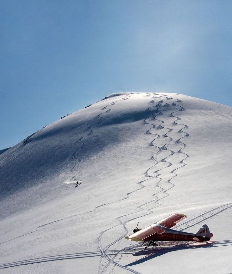 Small plane on a snow slope