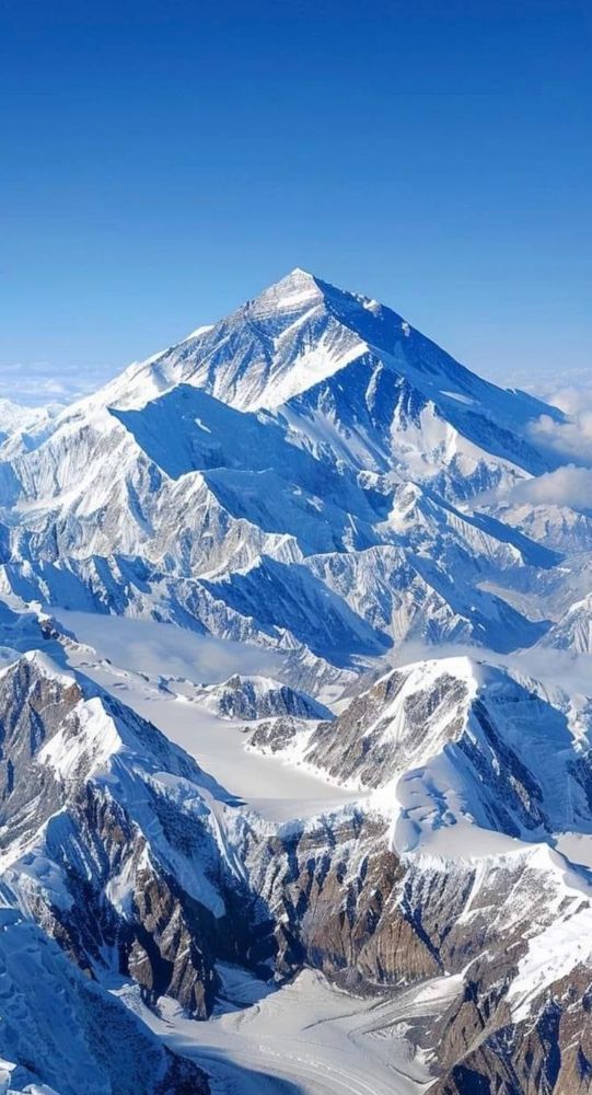 Snow-covered summit from the air