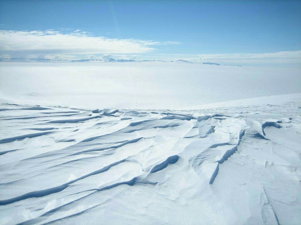 Wind-carved snow on the plateau