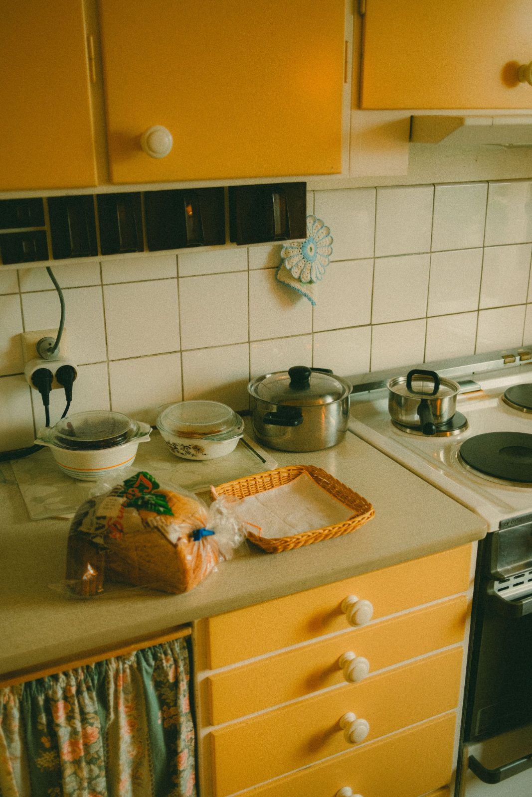 Yellow vintage kitchen counter