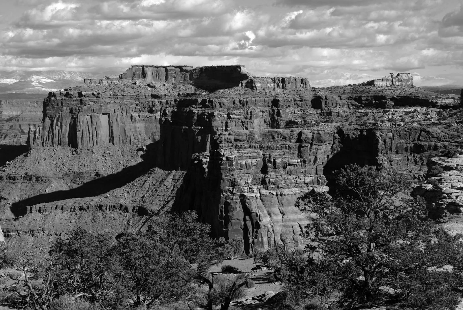 Mesa under a clouded sky