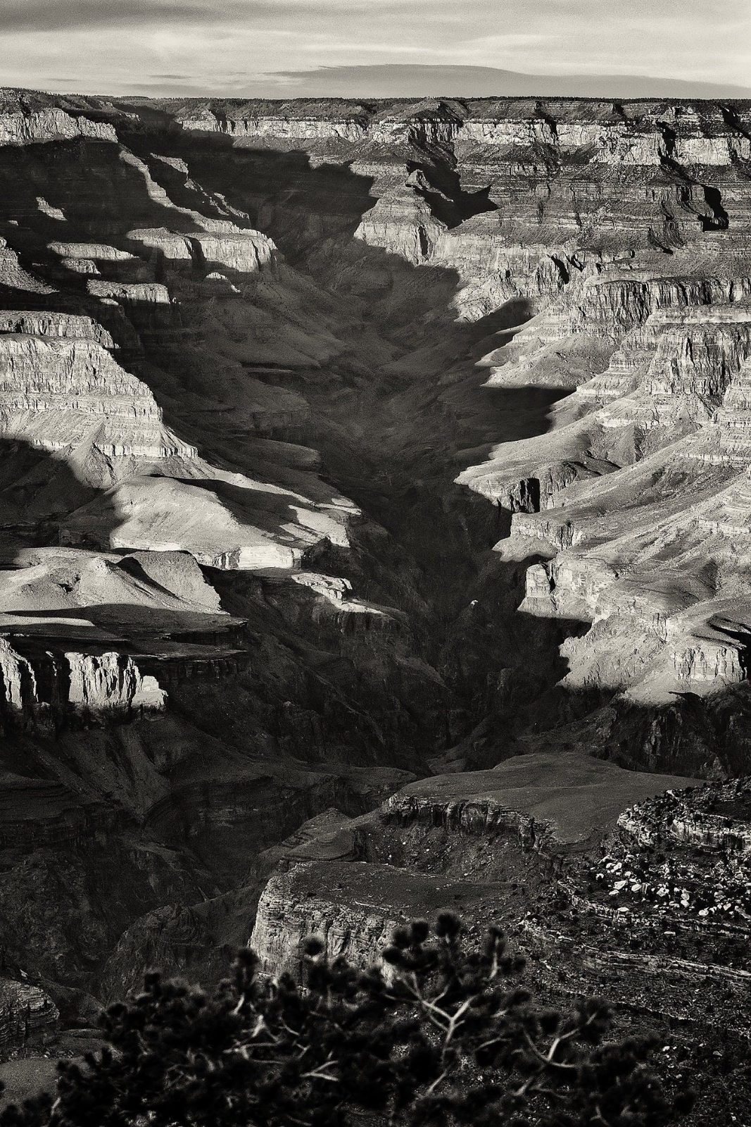 Canyon walls in shadow
