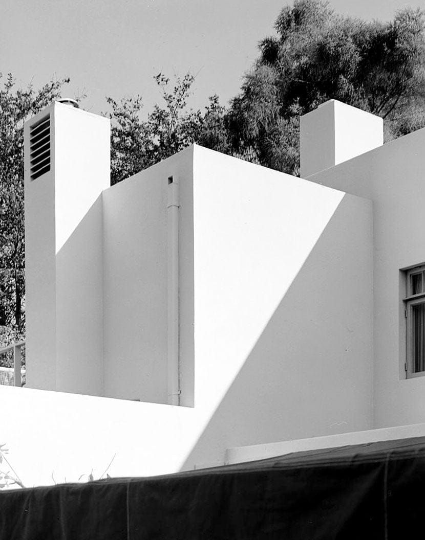 White volumes and chimneys in sun