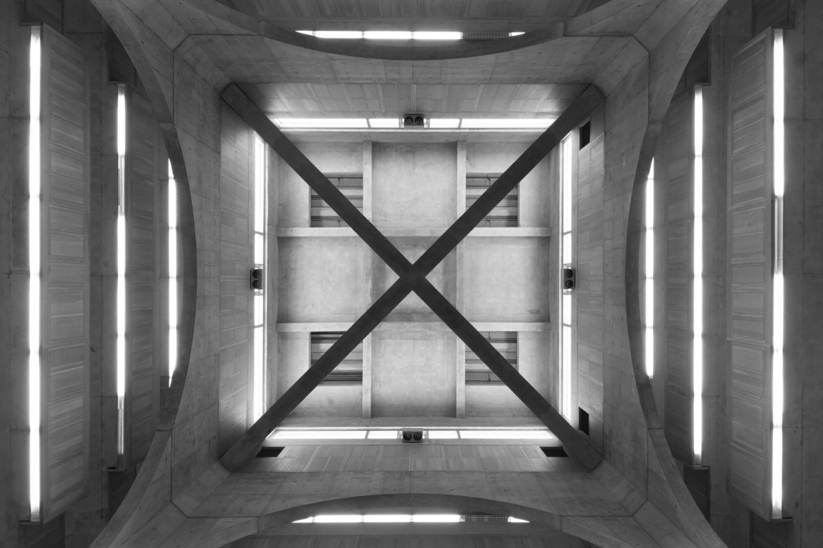 Concrete ceiling cross and light slots