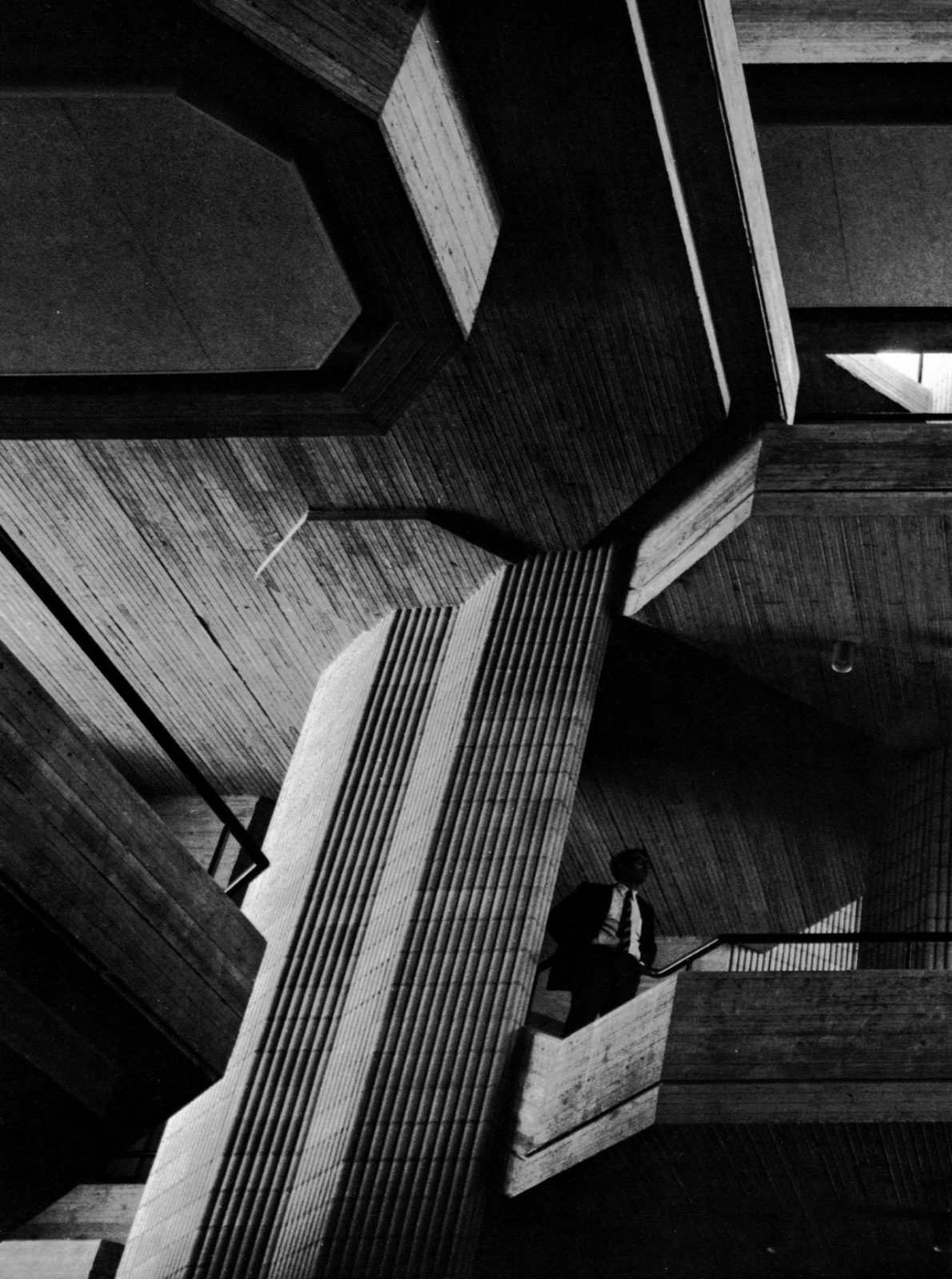 Concrete stair and beams in shadow