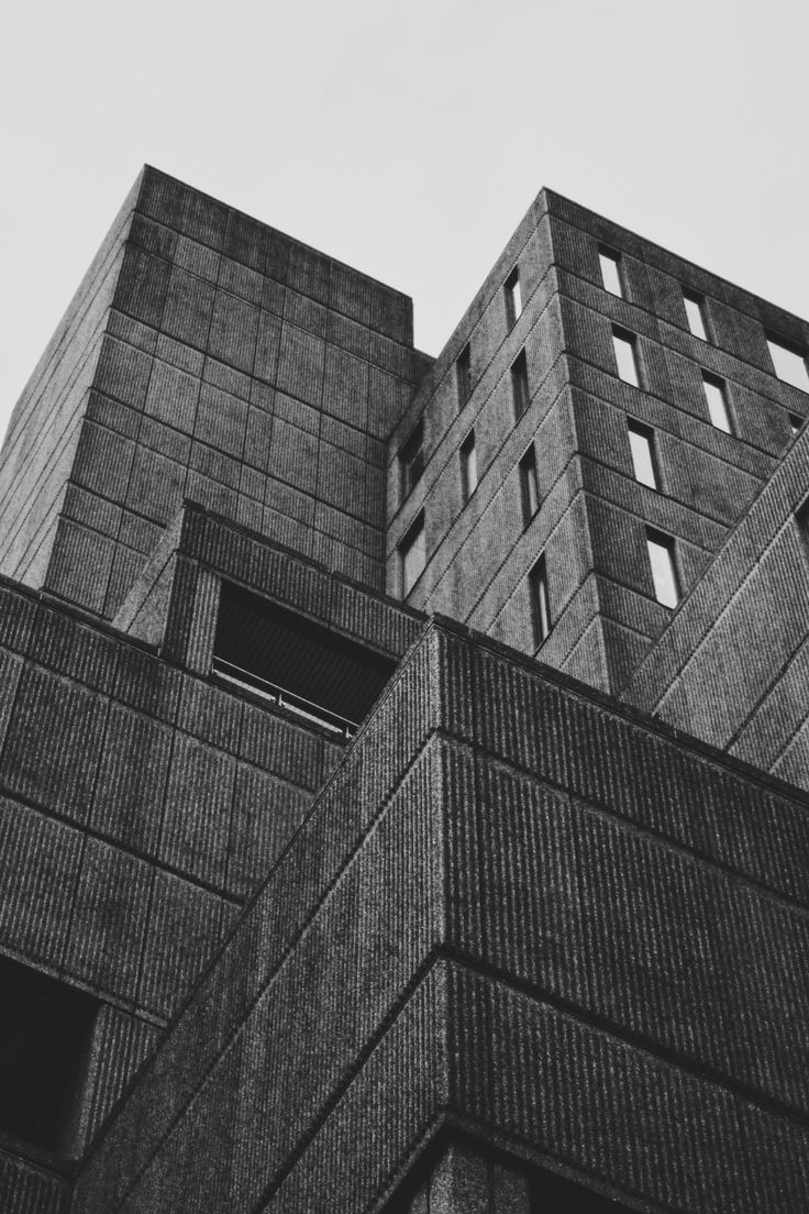 Ribbed concrete blocks against the sky
