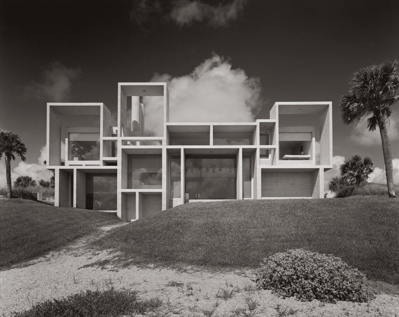 Open frame house on a dune