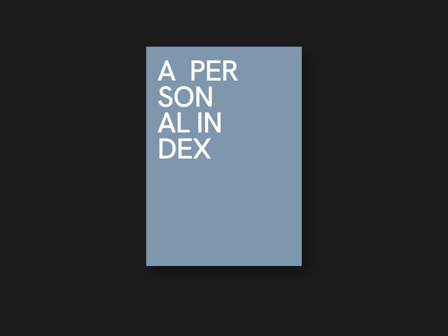 A PERSONAL INDEX 표지