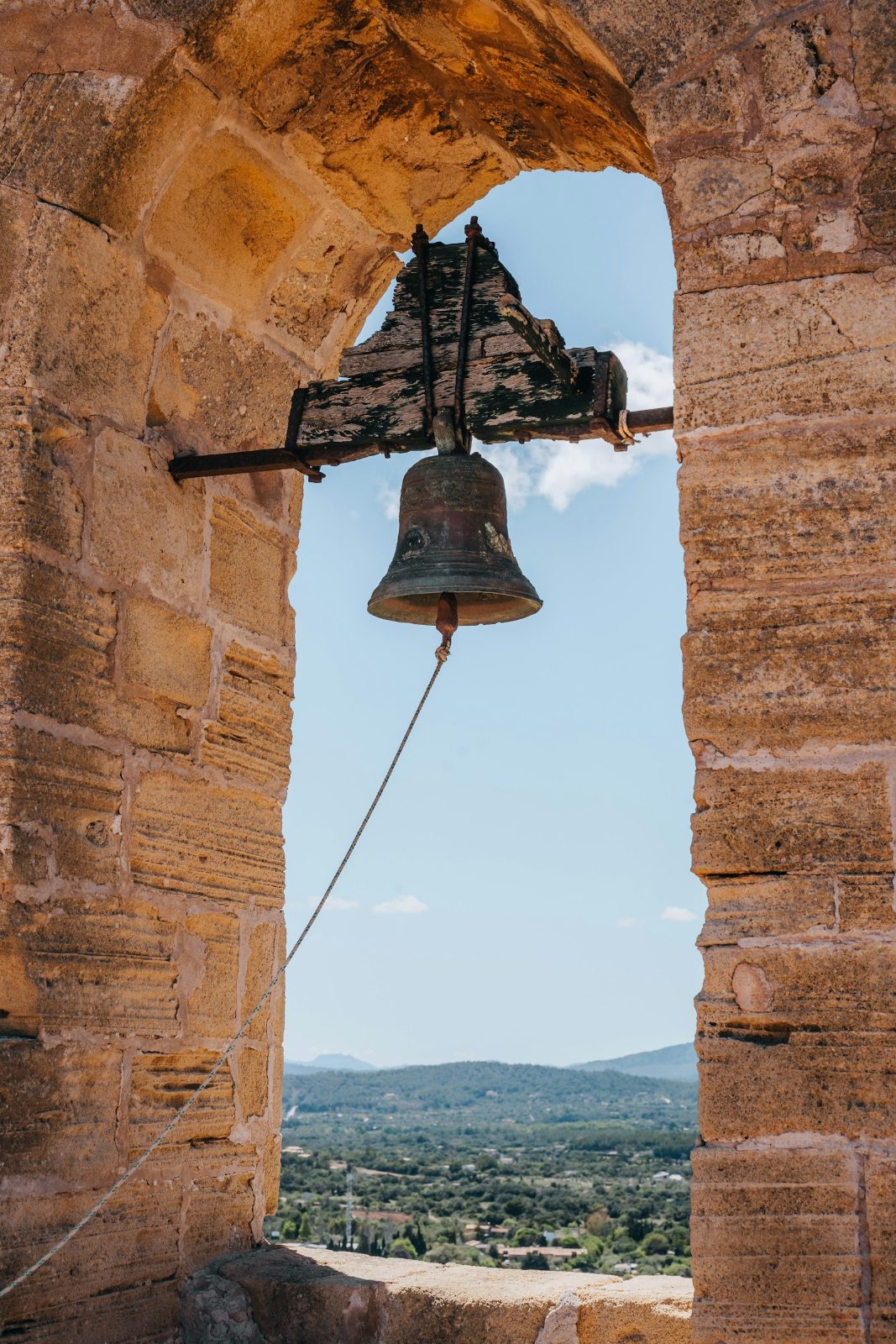 A single bell in a stone opening