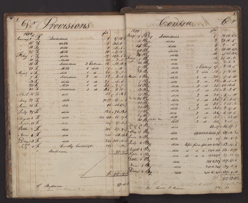 An account book, open